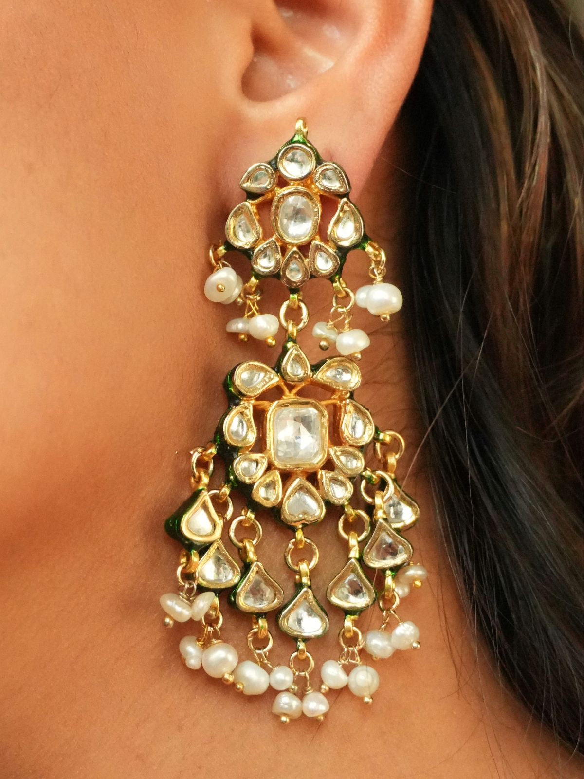 Heera Moti Earrings
